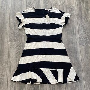 LOFT - NWT! Black & White Striped Mini Dress - Size 8 Petite